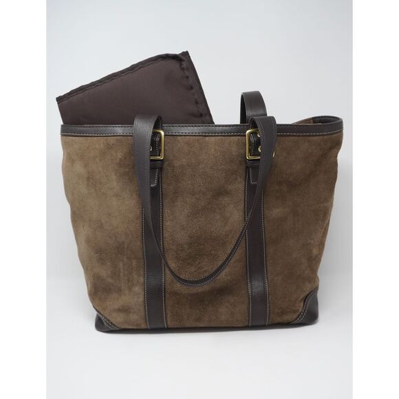 Vintage Coach Carly Taupe Suede Diaper Bag Tote with Original 1941 Changing Pad - Picture 3 of 7
